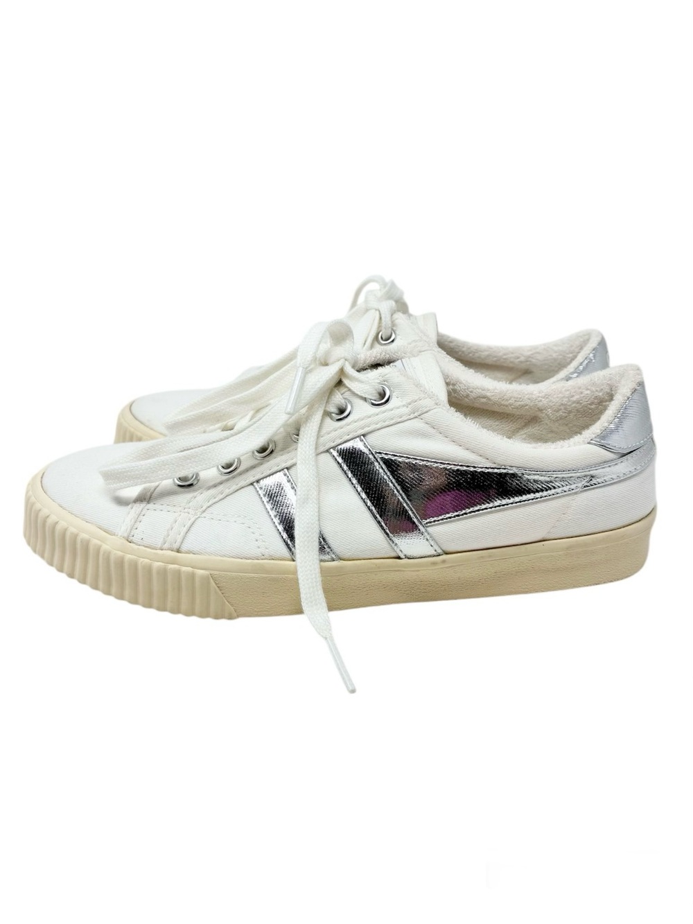 GOLA Mark Cox Women’s Casual Sneakers In Off-White & Silver Size 7